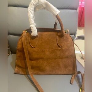 Elegant Brown faux Suede Handbag